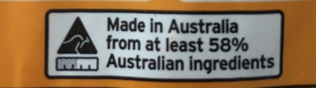 58 per cent Australian Ingredients