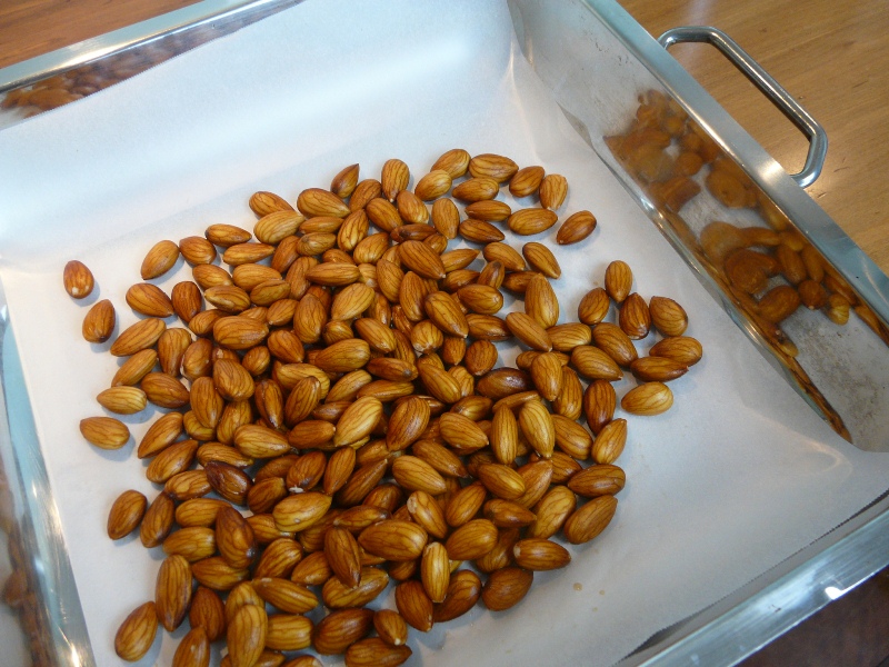 Almonds baking tray