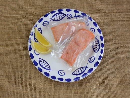 Tassal Salmon fillets frozen on plate